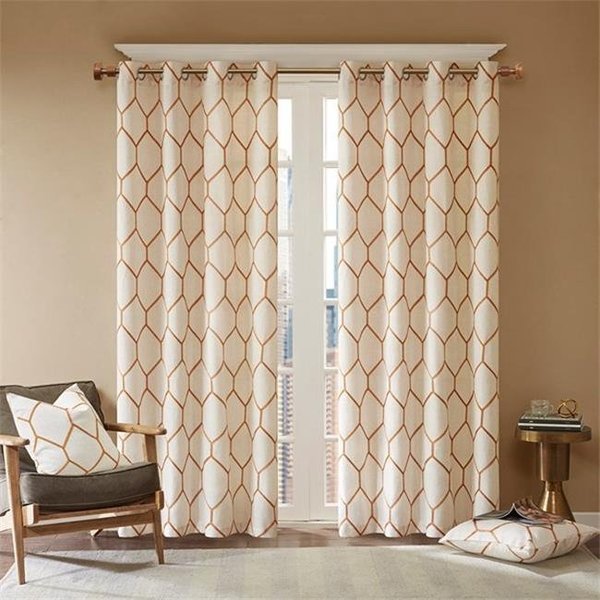 Madison Park MP40-4363 50 x 84 in. Brooklyn Metallic Geo Embroidered Window Panel - Spice, Madison Park, Mfr#: MP40-4363